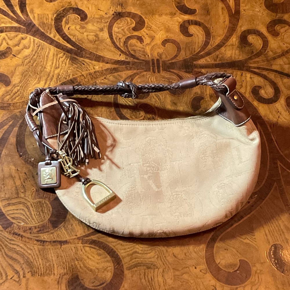 Ralph Lauren Cream and Brown Shoulder Bag.#78